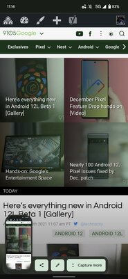 Google Chrome наконец получил поддержку длинных скриншотов в Android 12