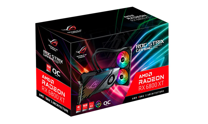 Жидкостное охлаждение вместо воздушного. Обзор ASUS Radeon RX 6800 XT STRIX OC Liquid Cooled — Упаковка, внешний вид. 1