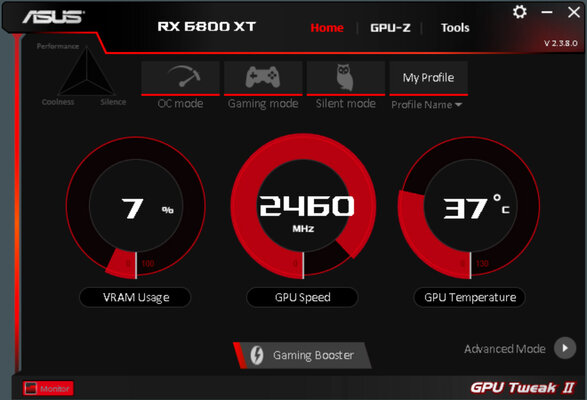 Жидкостное охлаждение вместо воздушного. Обзор ASUS Radeon RX 6800 XT STRIX OC Liquid Cooled — Фирменное ПО. 1