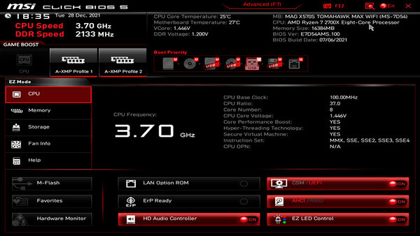 Золотая середина для актуальной платформы AMD? Обзор MSI MAG X570S Tomahawk Max Wi-Fi — UEFI-оболочка BIOS. 1