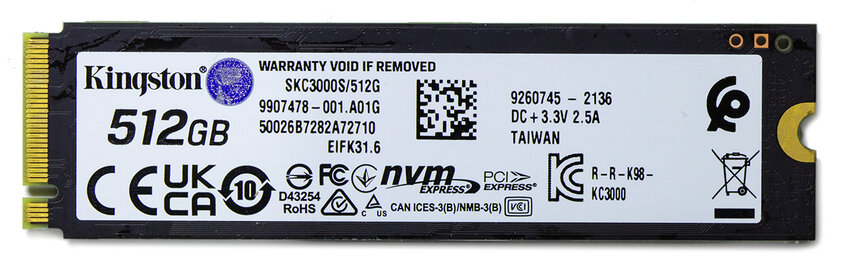 Обзор SSD Kingston KC3000 512 Гбайт: отличный накопитель с одним недостатком — Внешний вид, особенности конструкции. 3