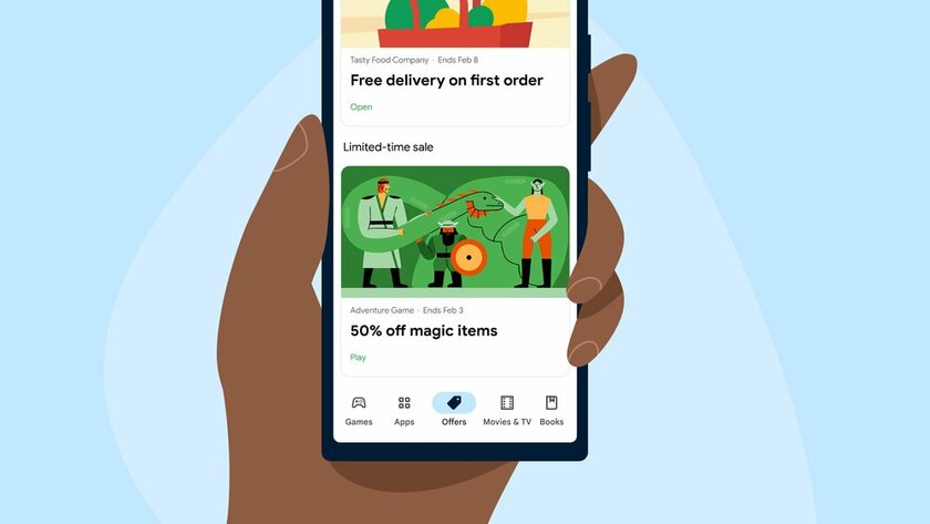 В Google Play появился раздел с временными скидками и бесплатными услугами