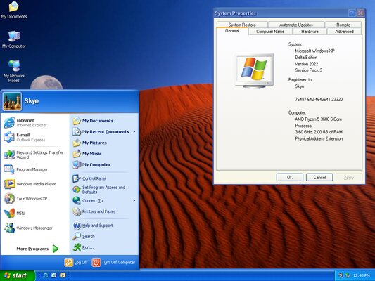 Windows XP Delta Edition — модификация с улучшенным дизайном и отменёнными функциями