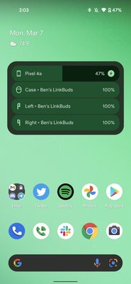 Новый виджет Google для Android показывает заряд Bluetooth-наушников