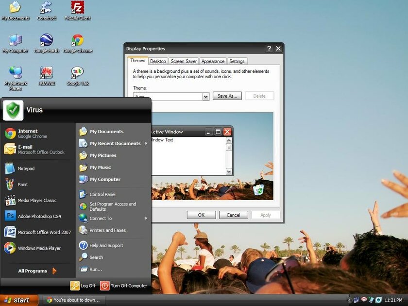 Найдена редкая тема для Windows XP в оранжево-чёрном цвете. Её создала сама Microsoft