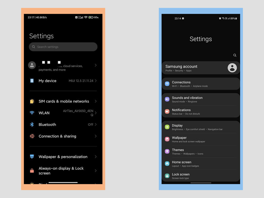 Дизайн прошивки MIUI от Xiaomi против One UI от Samsung: прямое сравнение