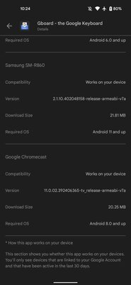 В Google Play появилась информация о совместимости с устройствами пользователя