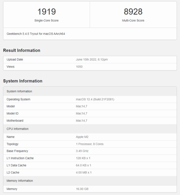 Появились первые тесты процессора Apple M2: действительно на 20% быстрее M1