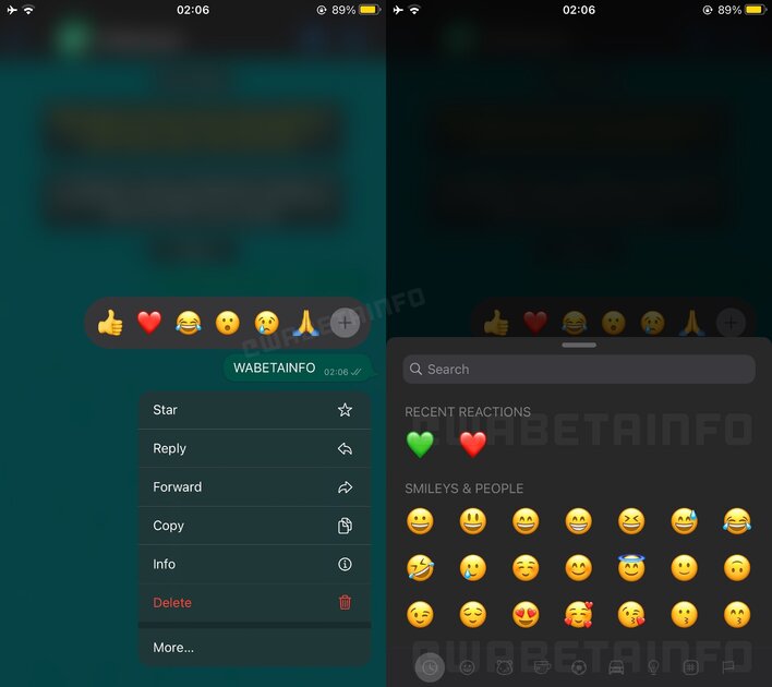 В WhatsApp на iOS можно будет использовать любые смайлики для реакций