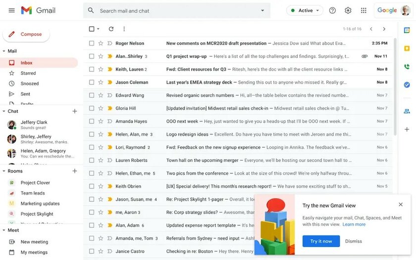 Gmail принудительно включает новый дизайн. Он понравится не всем