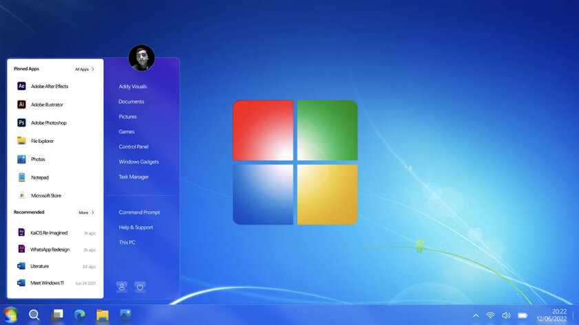 Если бы Windows 7 вышла в 2022 году, она бы выглядела так. ИДЕАЛЬНАЯ!