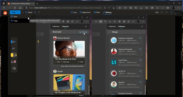Microsoft тестирует редактор изображений в Edge. Можно добавлять заметки перед сохранением