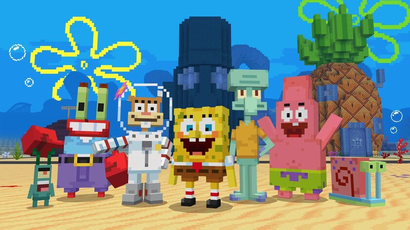 В Minecraft вышло DLC по Губке Бобу: с квестами, коллекционными предметами и странным Патриком