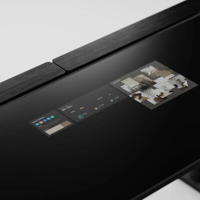 Умный стол от Lumina имеет встроенный OLED-экран. Выглядит, как в научной фантастике