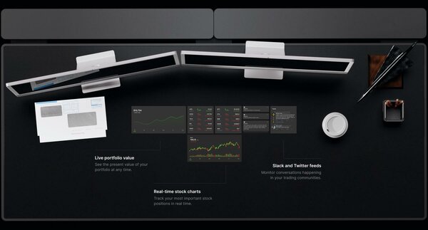 Умный стол от Lumina имеет встроенный OLED-экран. Выглядит, как в научной фантастике