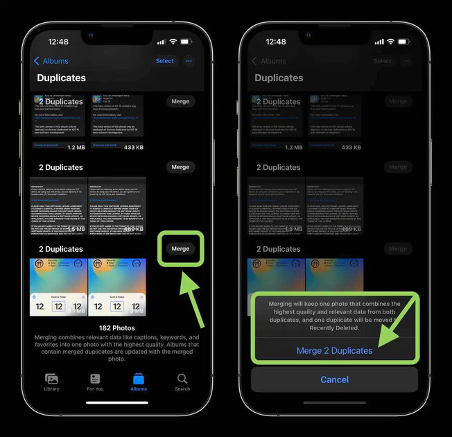 Как быстро удалить дубликаты снимков в «Фото» на iPhone с iOS 16