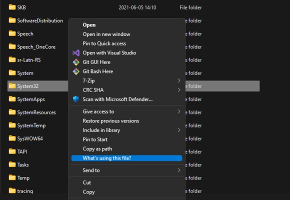 Эта утилита для Windows покажет, какие программы используют выбранный файл. Она от Microsoft