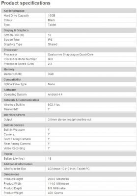 LG Nexus 10: виток спецификаций и даты появления
