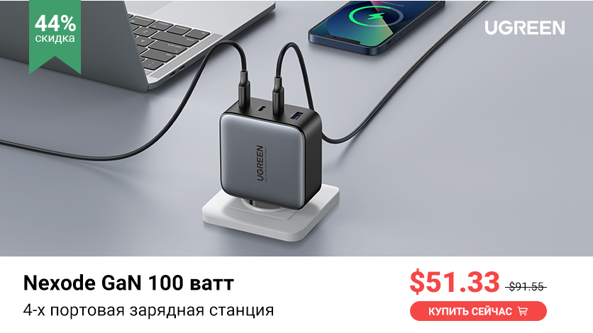 Ugreen устраивает огромную распродажу. Такую дешёвую зарядку ещё поискать надо