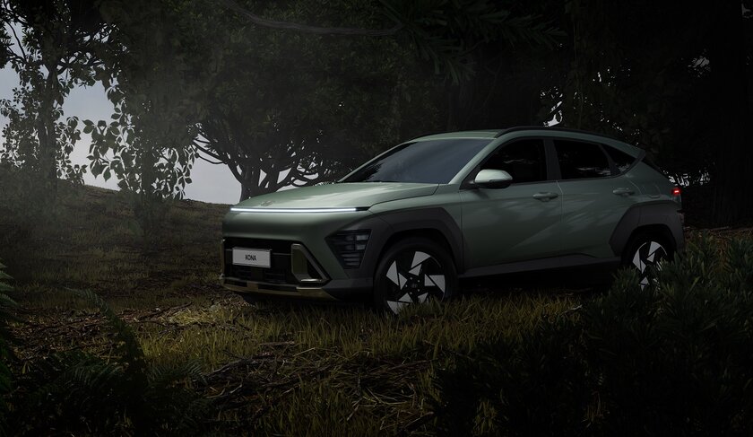 Электрокар-циклоп от Hyundai: новая KONA получила необычную оптику и подсвечивающийся салон