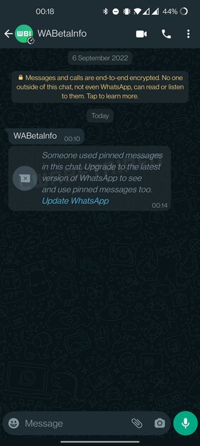 WhatsApp* скопирует функцию, которая есть в Telegram уже много лет — закрепление сообщений