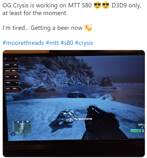 Геймер смог купить китайскую видеокарту MTT S80 и запустил на ней Crysis: оно того не стоило