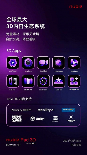 Первый планшет с 3D-экраном, которому не нужны очки: представлен Nubia Pad 3D