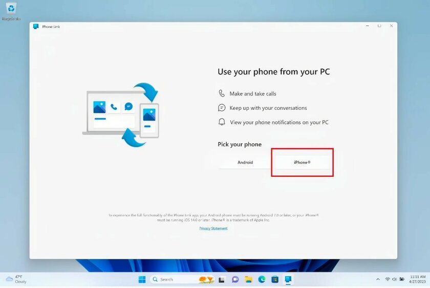 В Windows 11 появляется синхронизация с iPhone — пока сильно ограниченная