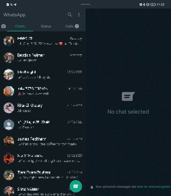 WhatsApp тестирует новый двухпанельный интерфейс для планшетов и складных смартфонов