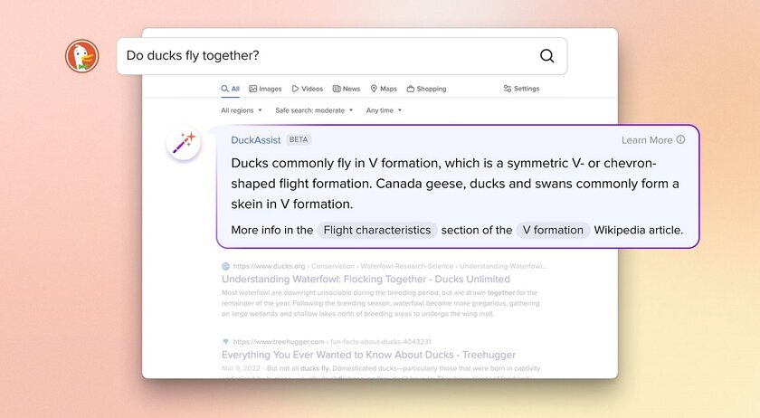 DuckDuckGo анонсировала свой ИИ: система будет генерировать ответы по информации из Википедии DuckDuckGo анонсировала свой ИИ: система будет генерировать ответы по информации из Википедии