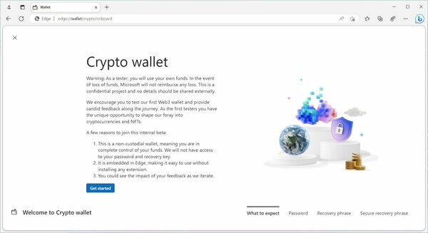 Microsoft тестирует криптовалютный кошелёк, встроенный в браузер Edge