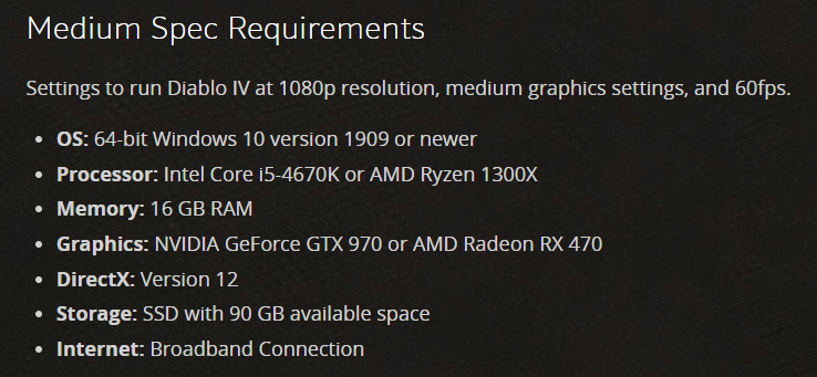 Core i5-2500K, GTX 660 и 8 ГБ ОЗУ: объявлены системные требования Diablo IV