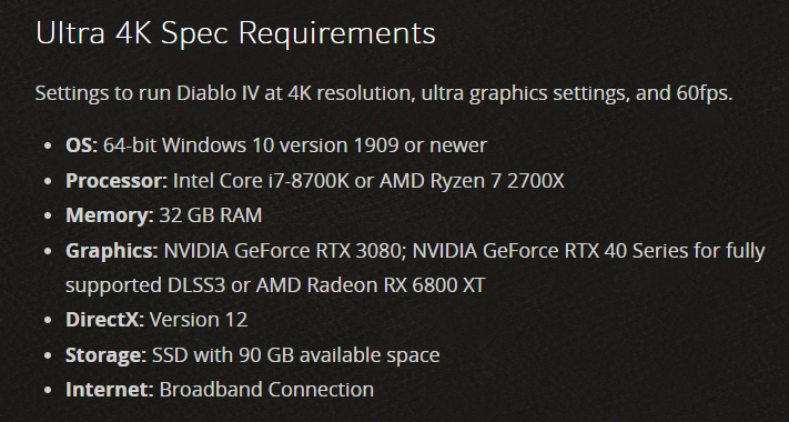 Core i5-2500K, GTX 660 и 8 ГБ ОЗУ: объявлены системные требования Diablo IV