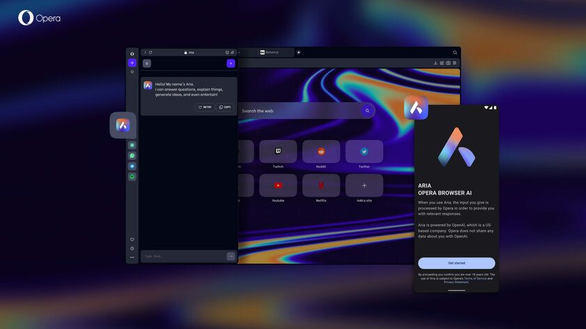 Opera представила Aria — браузерный искусственный интеллект на базе GPT