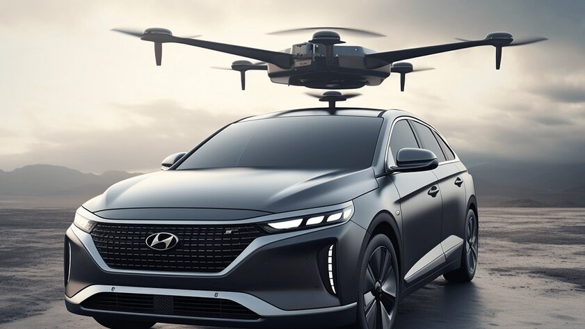 Hyundai получила патент на транспортный дрон: он доставляет автомобили по воздуху