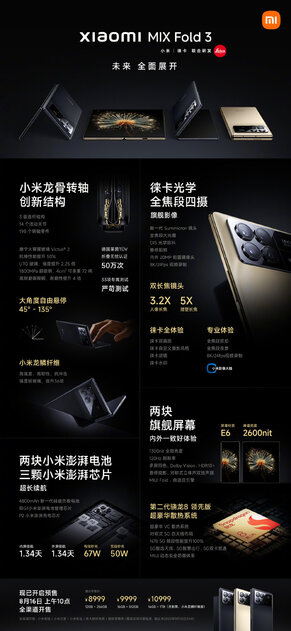 Xiaomi представила складной смартфон MIX Fold 3: тонкий корпус, объективы Leica и совершенно новый шарнир