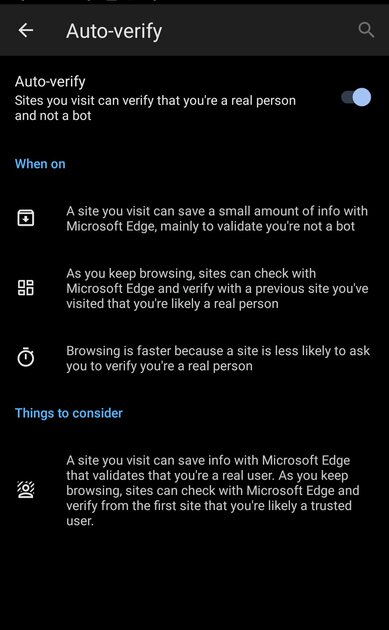 В Microsoft Edge для Android появятся автоматическая проверка каптчи и шифрование паролей