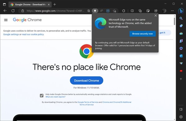 Оказывается, реклама Bing в Chrome мешала играм. Microsoft отключила ее (временно)