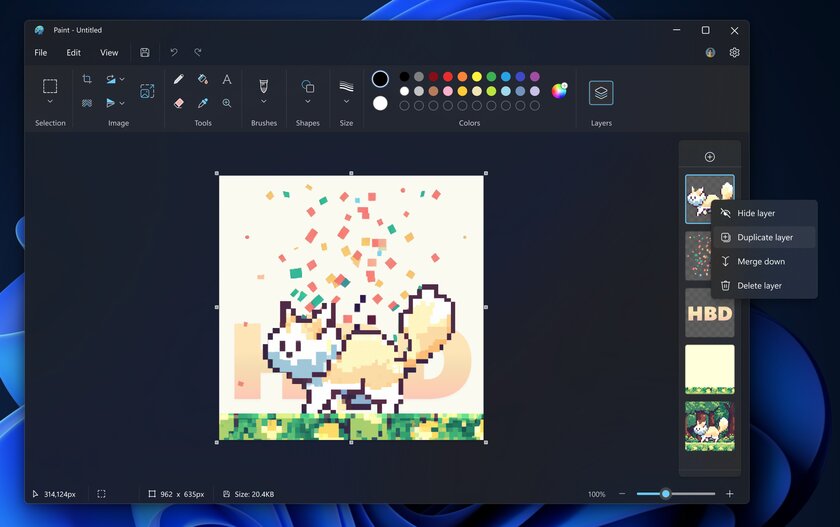 Paint в Windows получил поддержку слоёв и прозрачности: как это выглядит