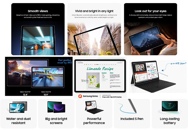 Представлены планшеты Samsung Galaxy Tab S9 FE и FE+: процессор Exynos 1380, ОЗУ до 8 ГБ, ПЗУ до 256 ГБ
