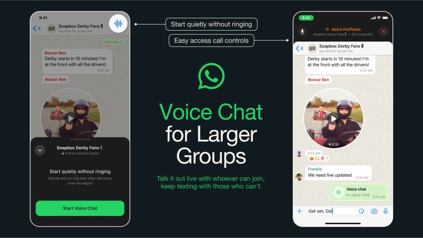 WhatsApp* запускает голосовые чаты в стиле Discord для больших групп