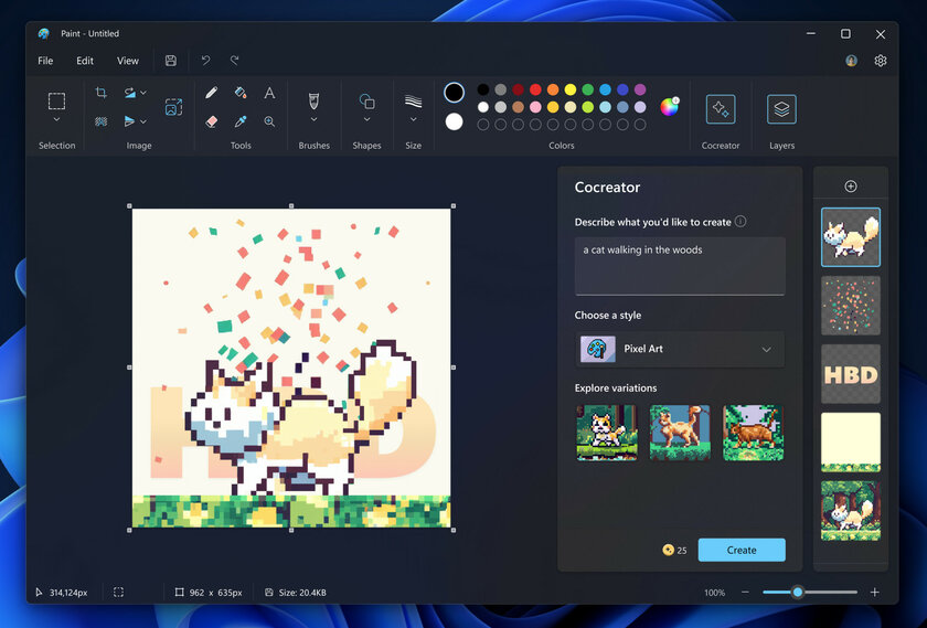 Пользователи Paint в Windows 11 наконец-то получили доступ к функции генерации изображений DALL-E Cocreator