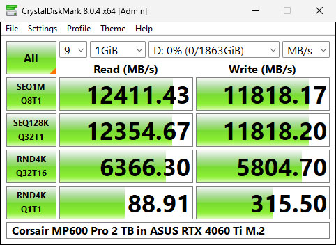 Видеокарта со слотом для SSD. В этом есть практический смысл, обзор ASUS GeForce RTX 4060 Ti Dual — Тестирование SSD. 4
