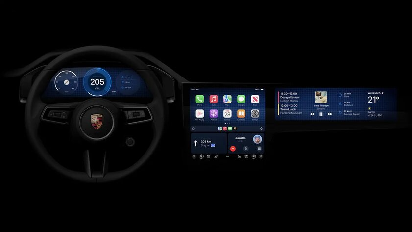 Дизайн Apple CarPlay будет уникальным для каждой марки: так он выглядит для Porsche и Aston Matrin