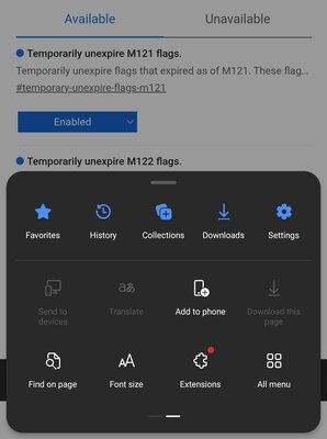 В браузере Edge для Android появилась поддержка расширений: список