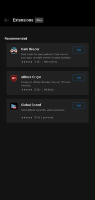 В браузере Edge для Android появилась поддержка расширений: список