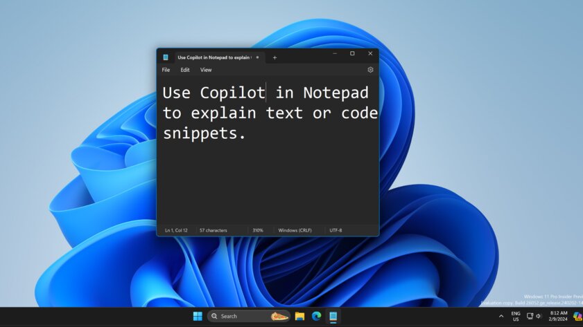 В «Блокноте» Windows 11 появился ИИ-помощник Copilot: как это выглядит, и что он делает