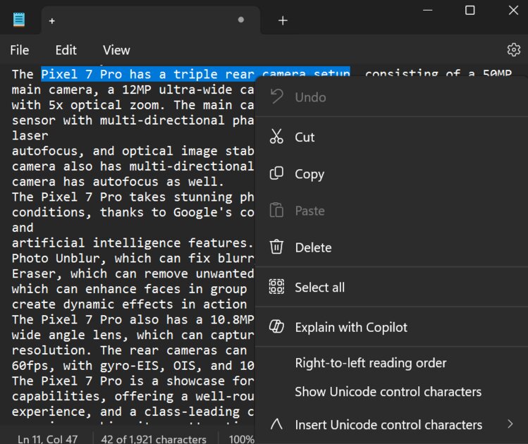 В «Блокноте» Windows 11 появился ИИ-помощник Copilot: как это выглядит, и что он делает
