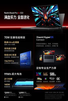 Представлен новый Redmi Book Pro 16: Intel Core Ultra, 32 ГБ ОЗУ в базе, работает больше суток
