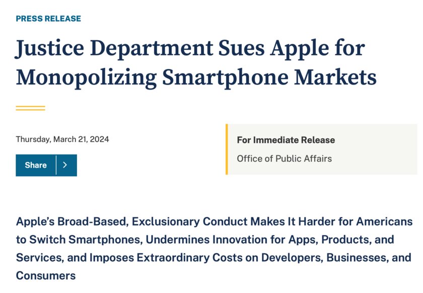 Что там в IT: США против Apple, маркировка ИИ в YouTube, ядерный двигатель для полётов на Марс